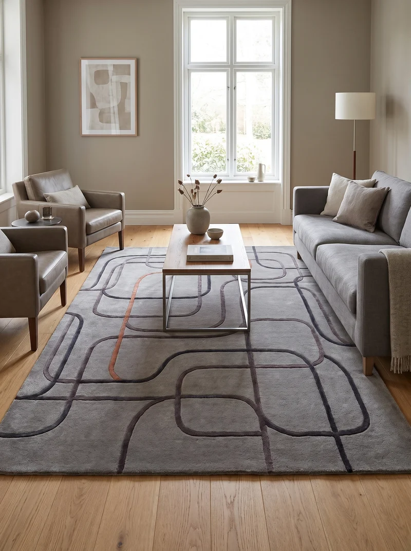 Tapis Laine & Viscose Gris - Circuito