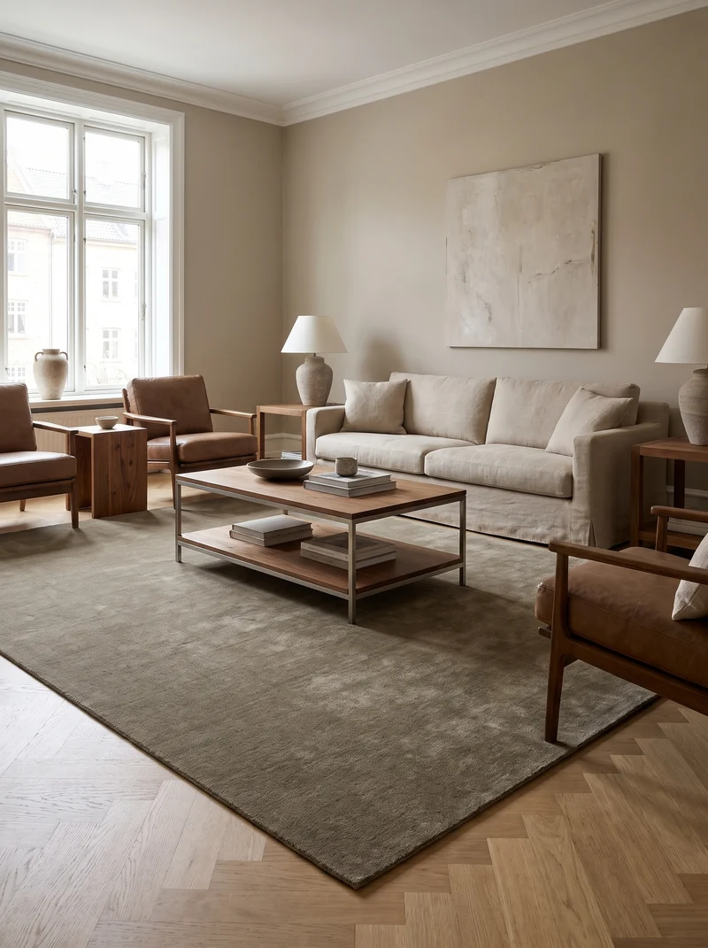 Tapis 100% Laine Taupe - Riccio