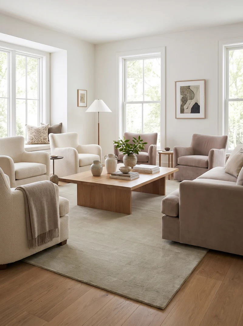 Tapis 100% Laine Beige Sable - Riccio