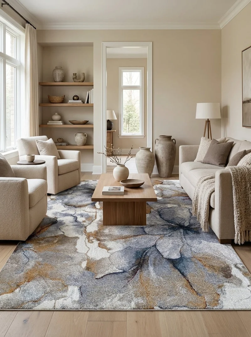 Tapis Design Gris & Beige - Toscane N°02