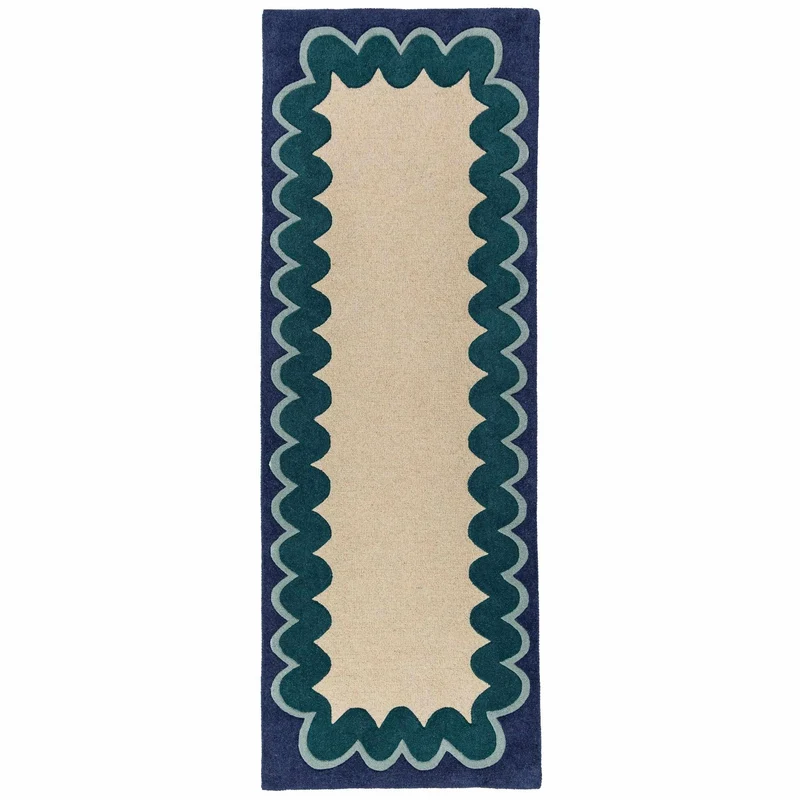 Tapis de couloir à bordure en laine WIGGLE