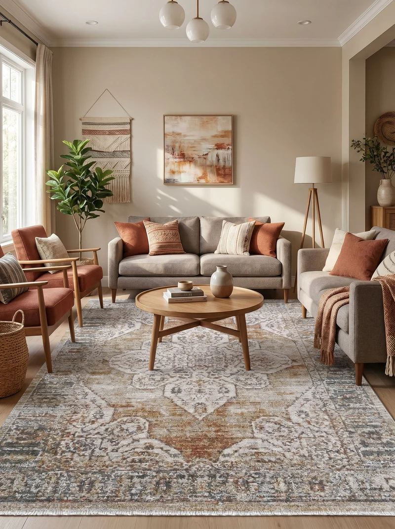 Tapis Oriental Terracotta & Gris - Perugia