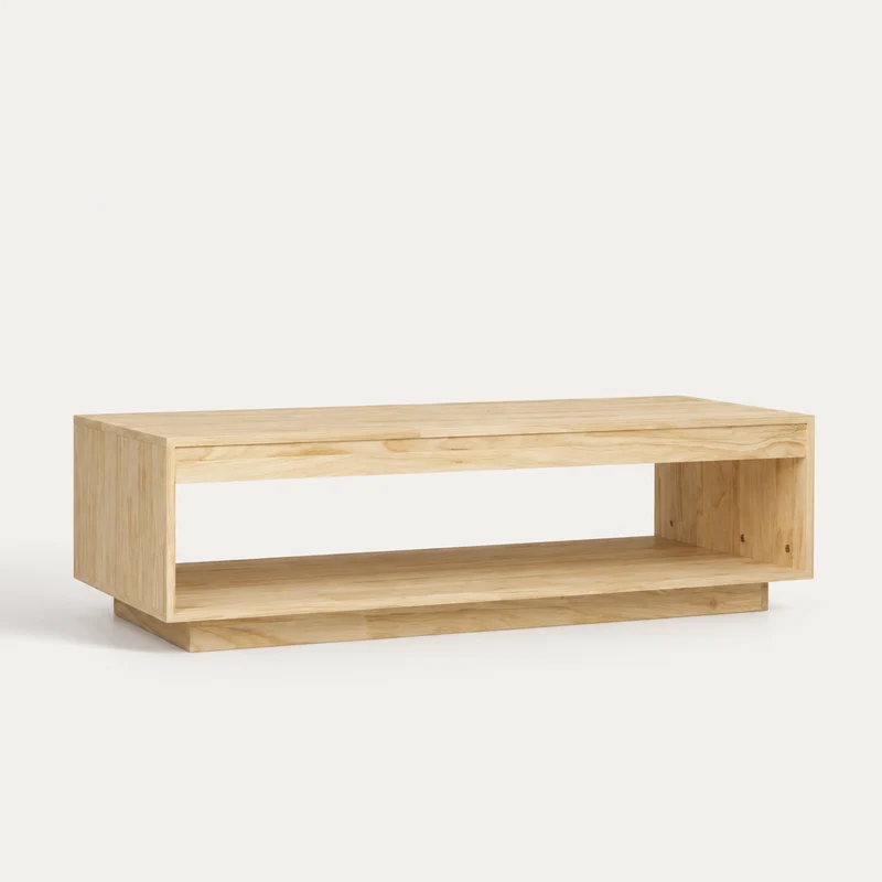 Table Basse en Pin Massif – Rangement Ouvert et Design Naturel