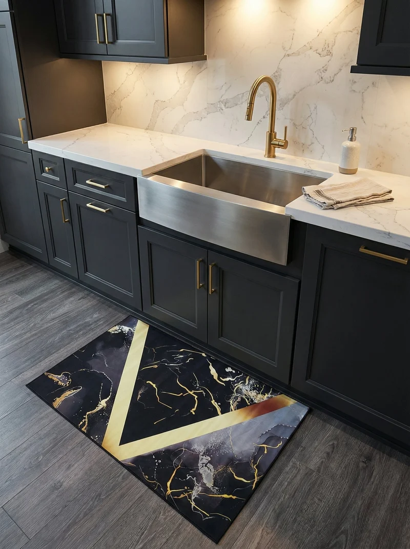 Tapis Cuisine Design Noir et Or 12 - Onyx