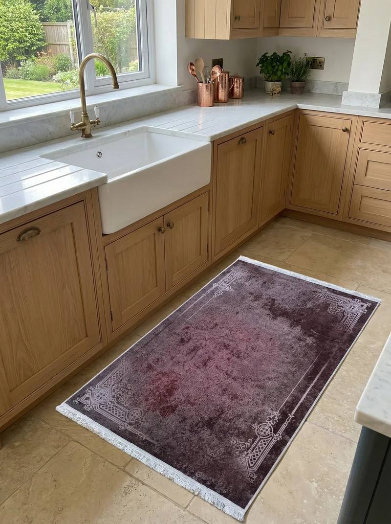 Tapis de Cuisine Vintage Noir - Terrazzo