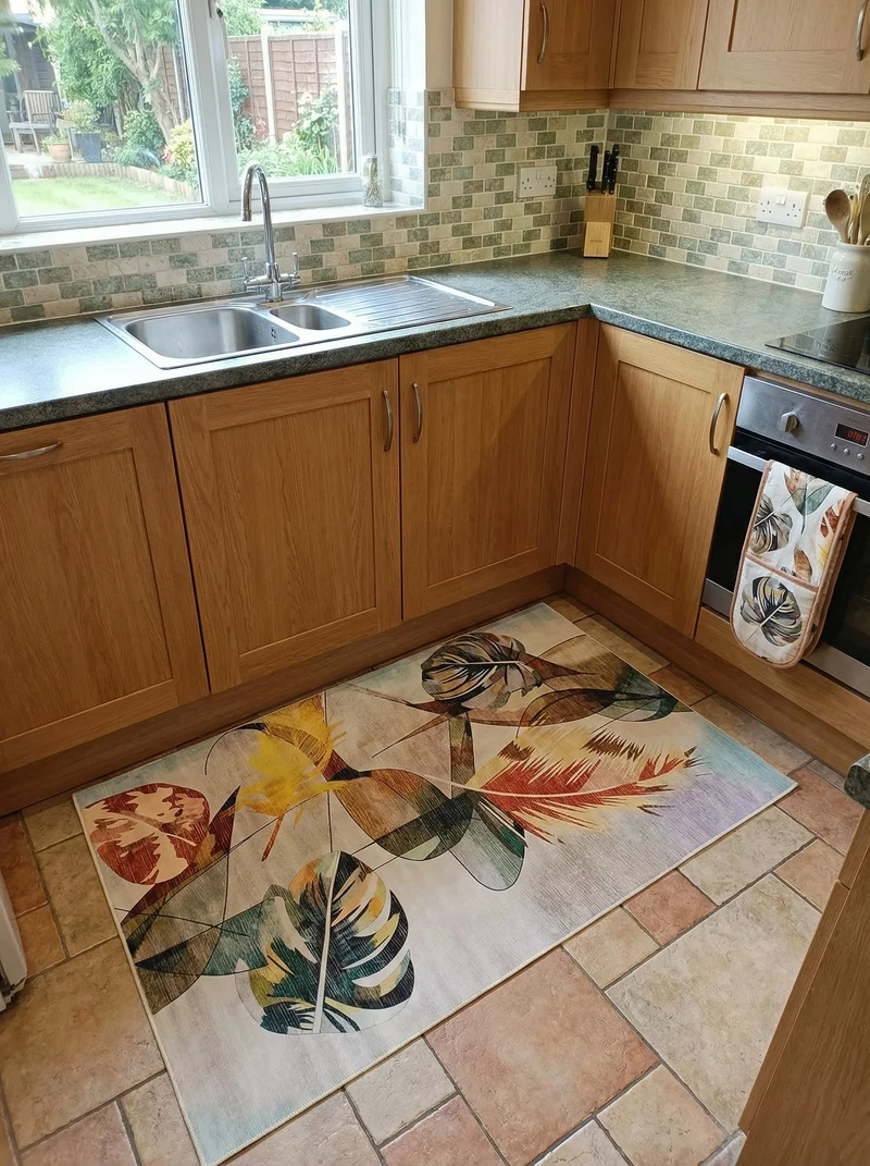 Tapis de Cuisine Design Feuille Multicolore - Terrazzo