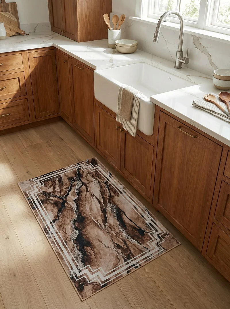 Tapis de Cuisine Moderne Marron - Terrazzo