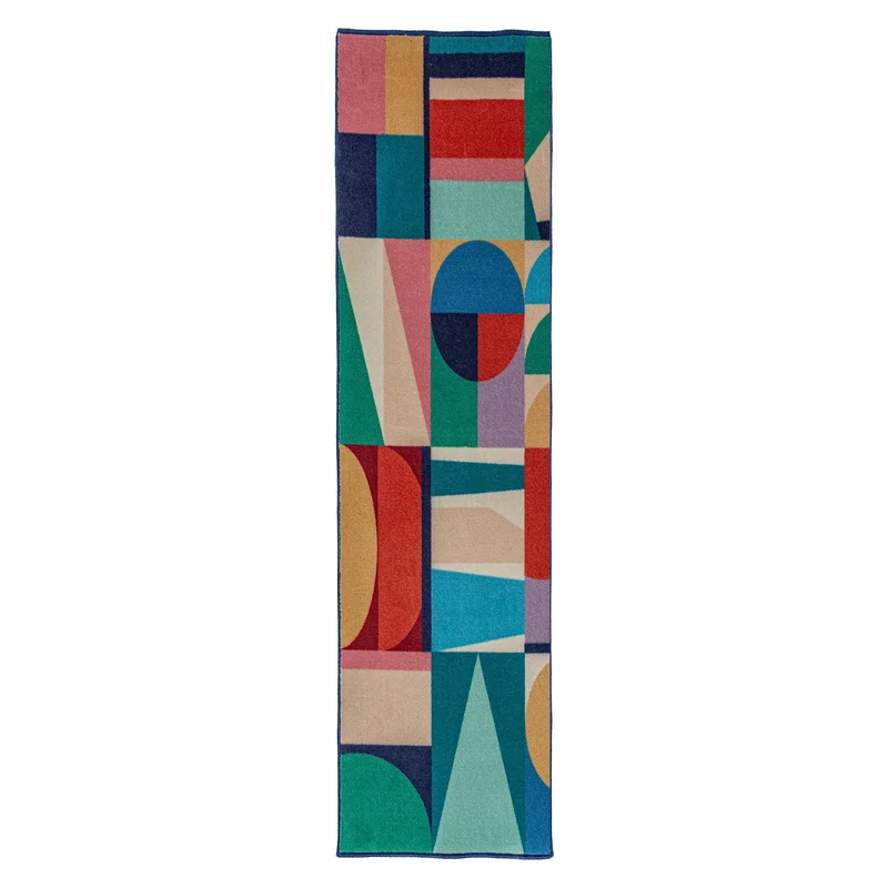 Tapis de couloir en laine PATCHWORK GEO