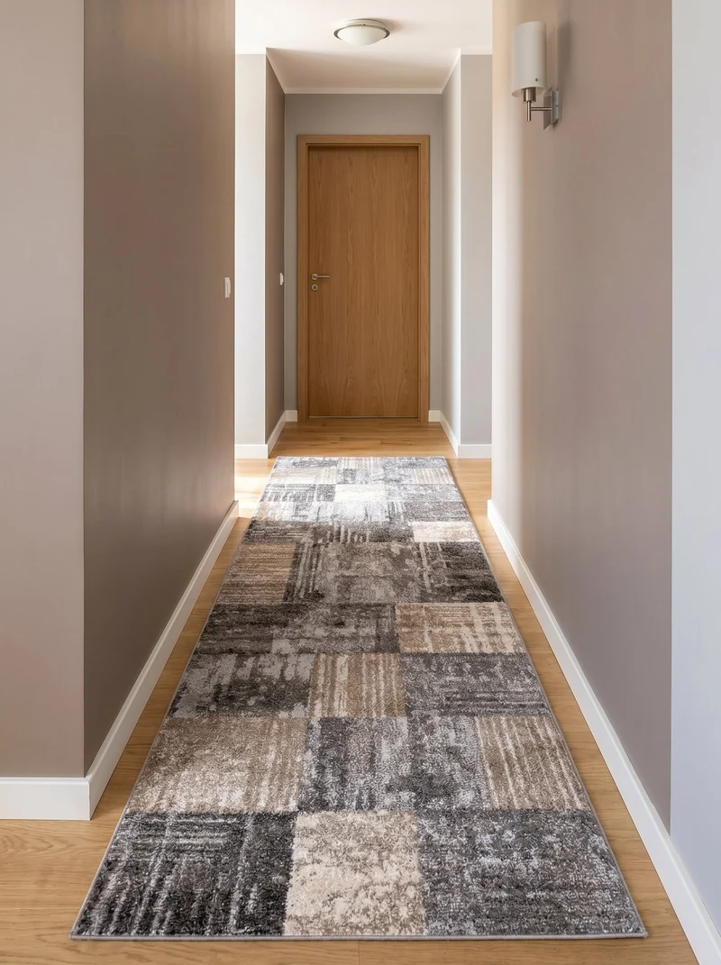 Tapis de Couloir Vintage Gris et Beige - Torino