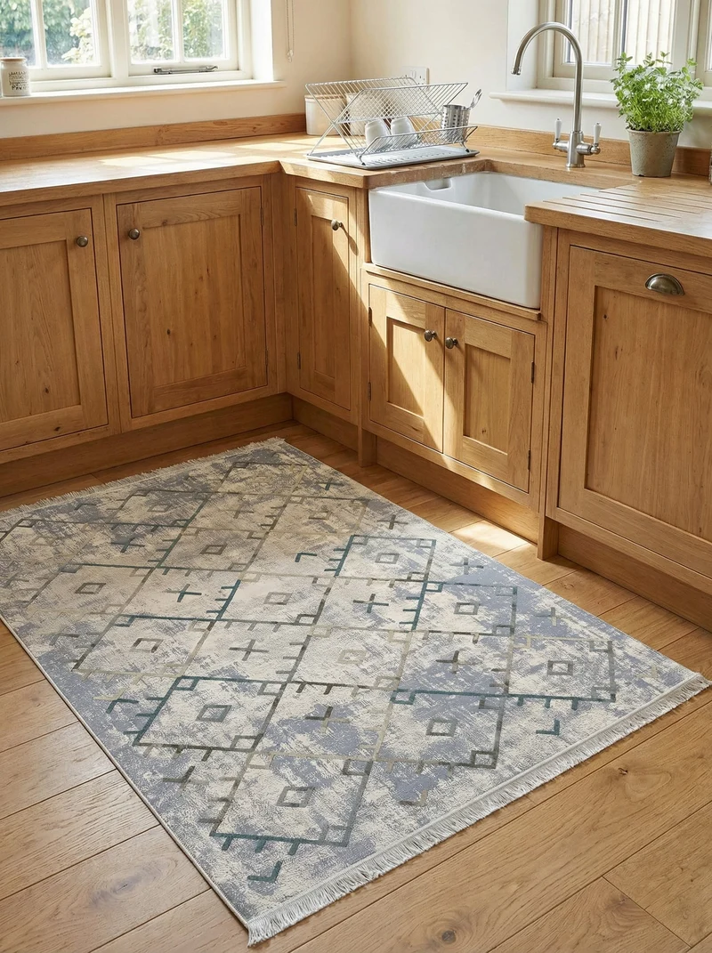 Tapis Cuisine Vintage Gris et Crème - Vertigo