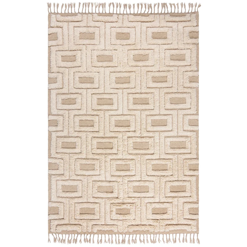 Tapis shaggy en laine GREEK KEY