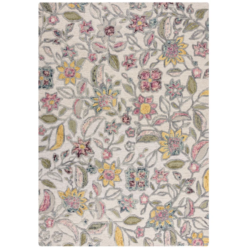 Tapis floral en laine TANIA