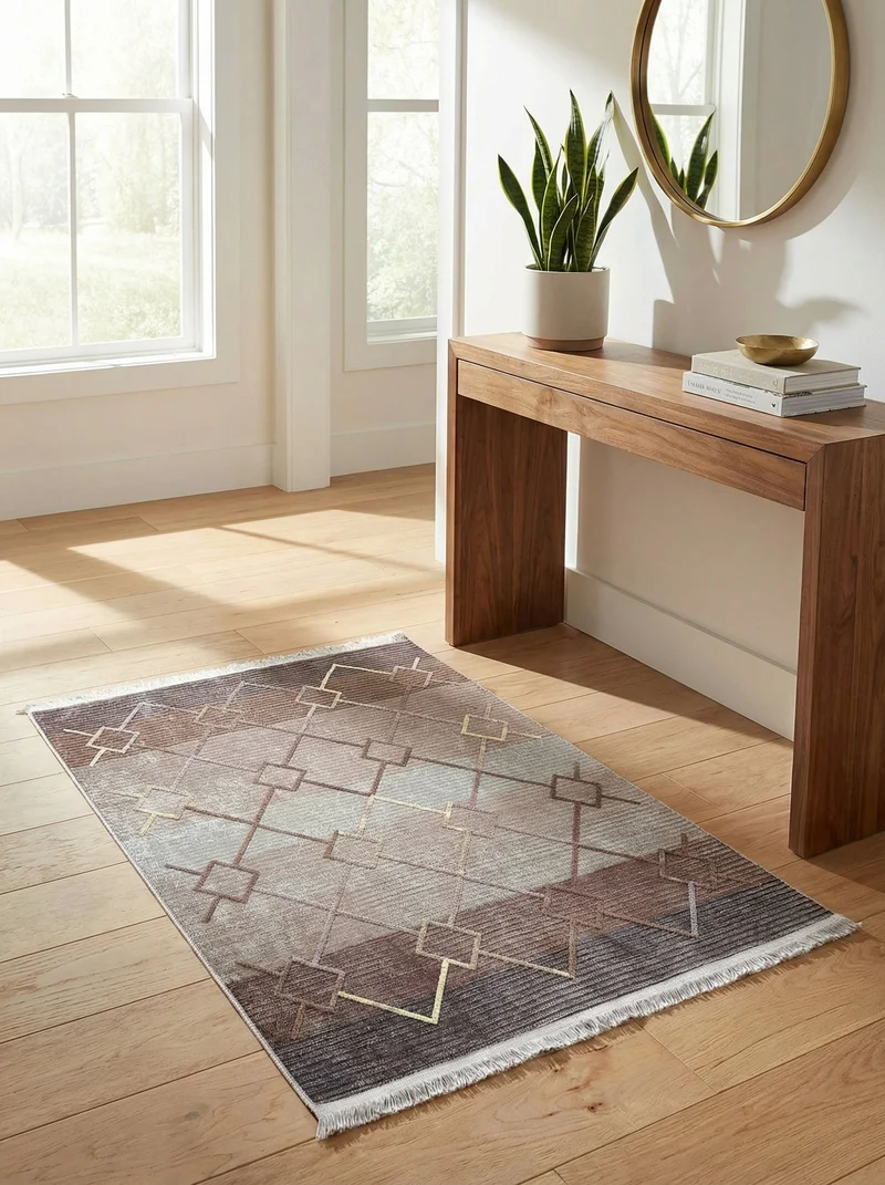 Tapis d'Entrée Géométrique Taupe et Gris - Vertigo