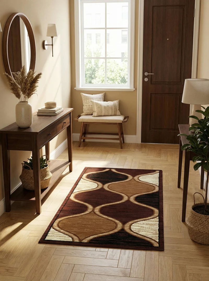 Tapis d'Entrée Moderne Marron & Taupe - Valore