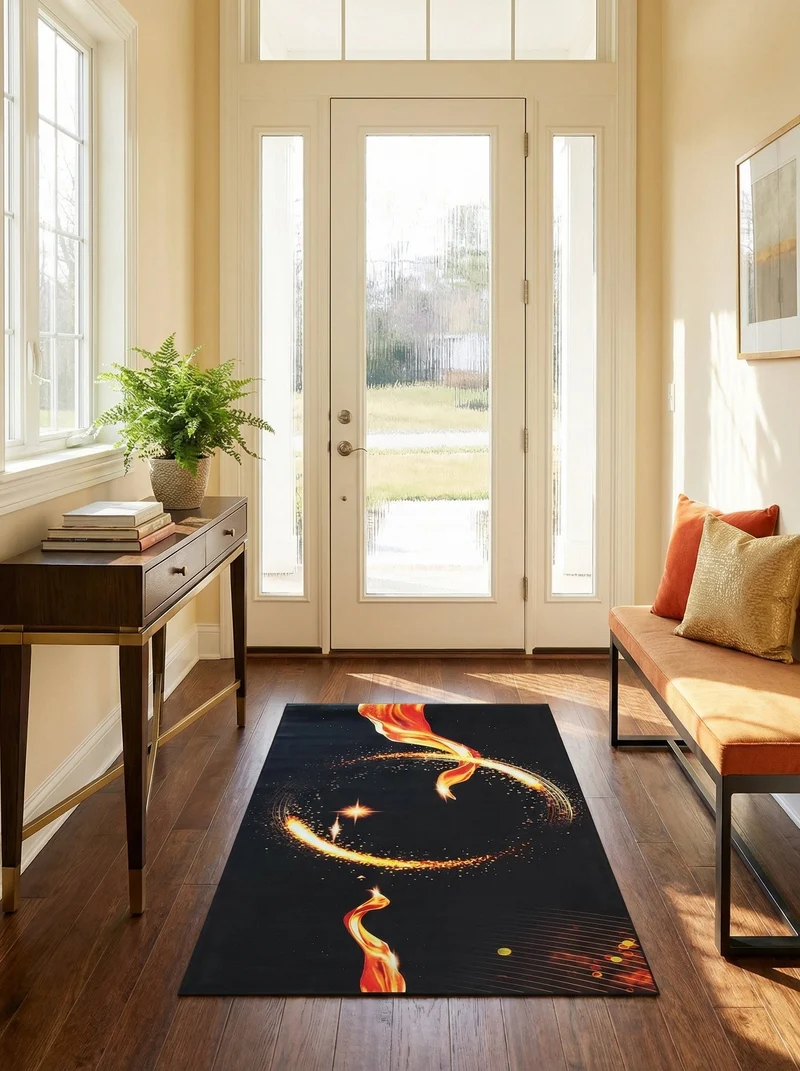 Tapis Entrée Design Noir et Orange - Onyx