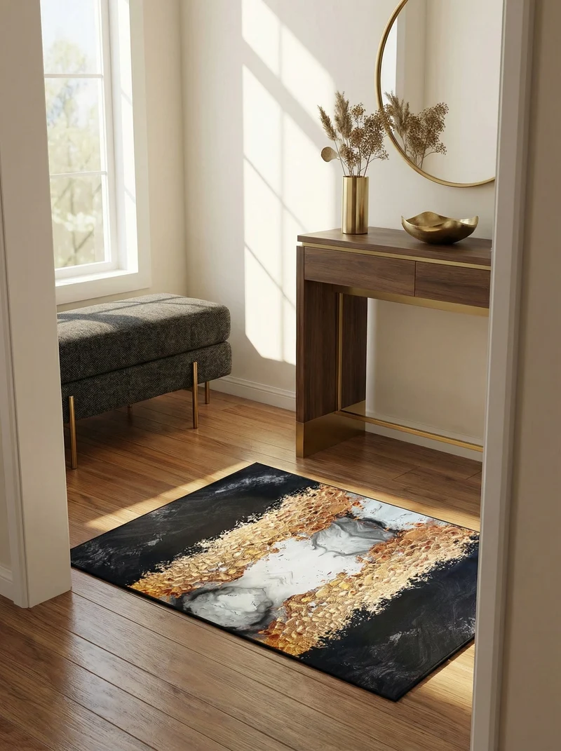 Tapis Entrée Design Noir et Or 13 - Onyx