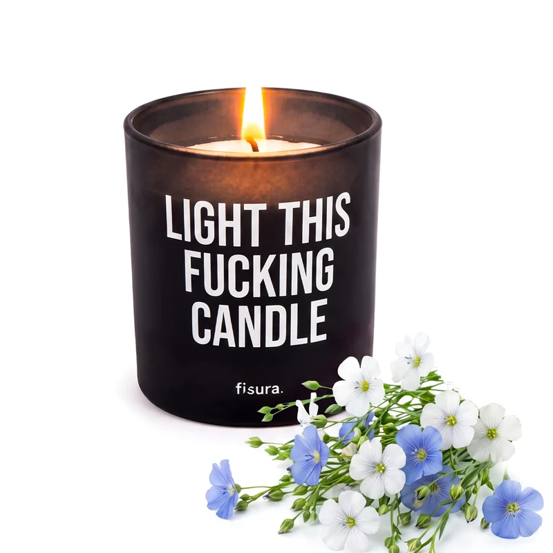 Vela de cristal “Light this fucking candle” – lino fresco