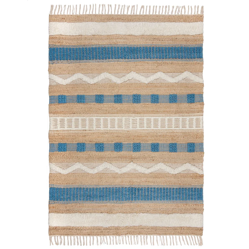 Tapis en jute Medina bleu