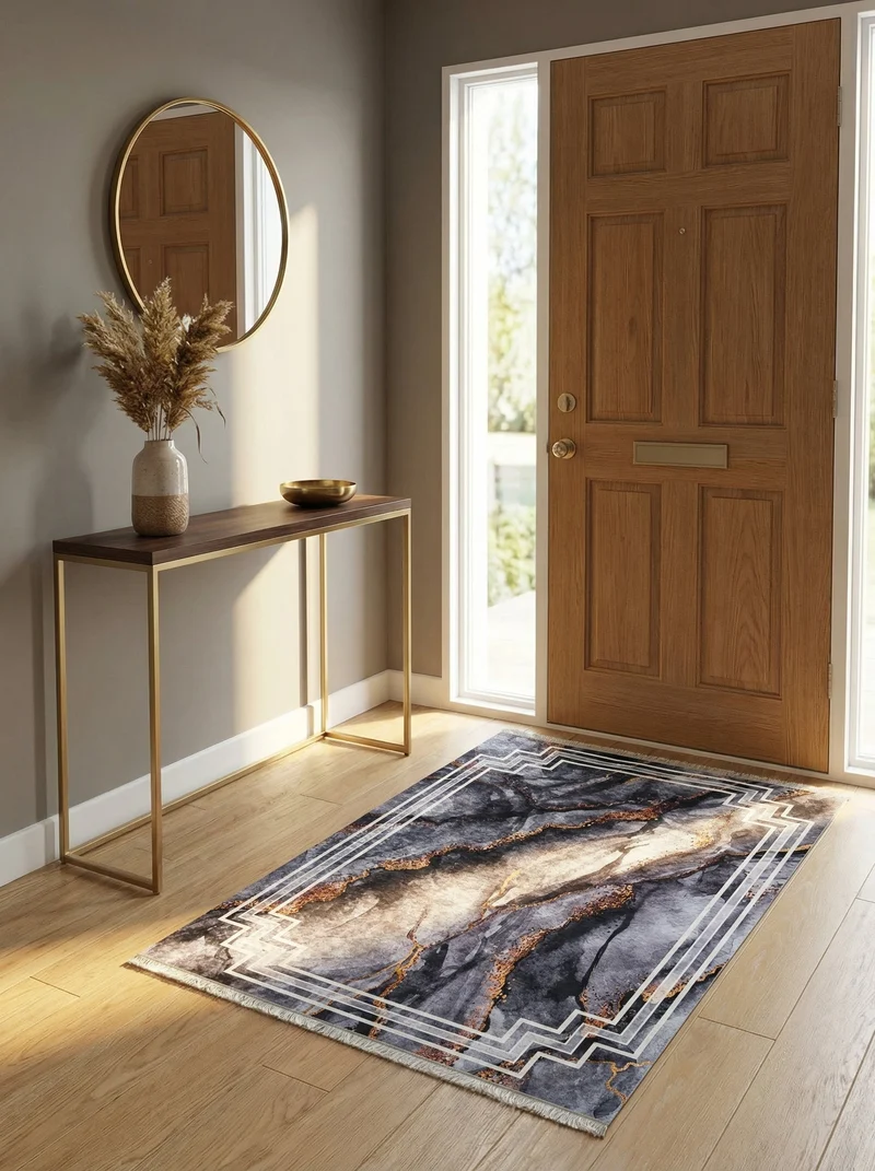 Tapis d'Entrée Design Gris et Or - Terrazzo