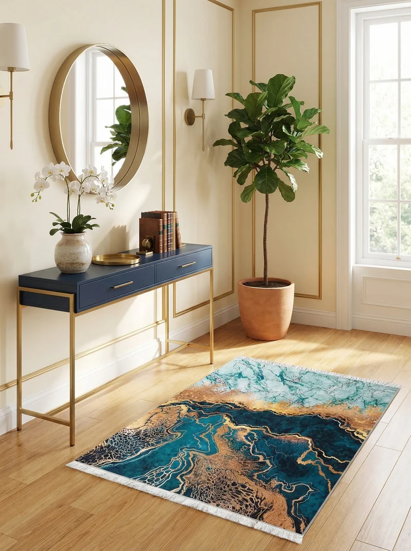 Tapis d'Entrée Design Vert Doré - Terrazzo N°2