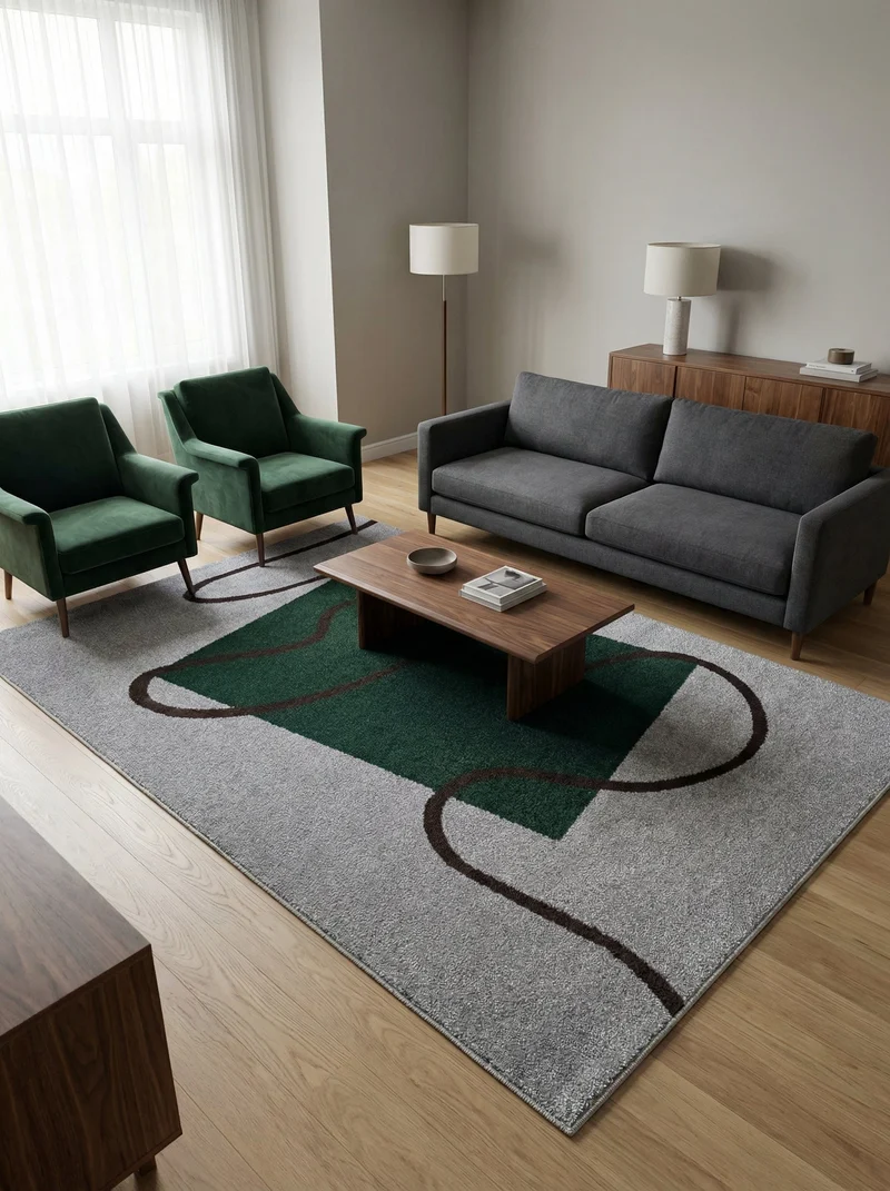 Tapis Design Gris et Vert - Dante N°08
