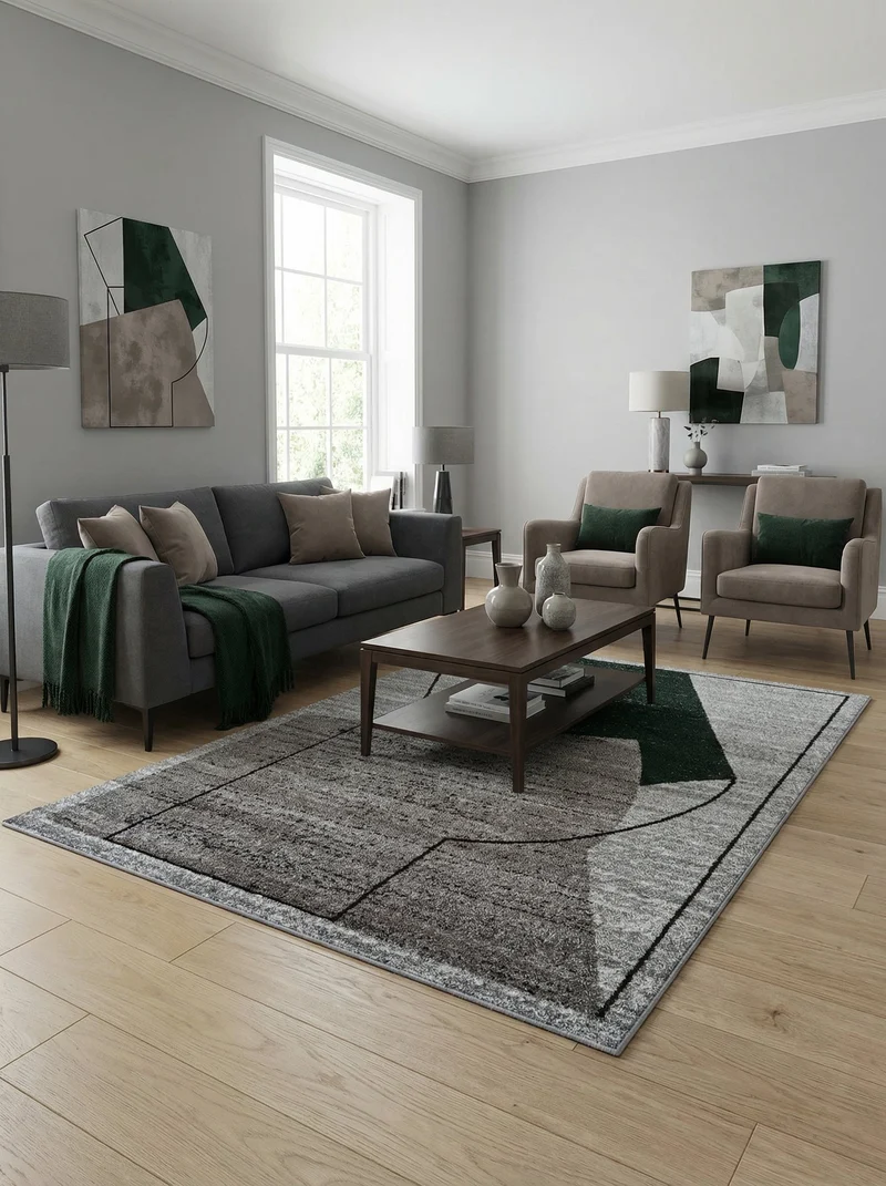 Tapis Design Gris et Vert - Dante N°06