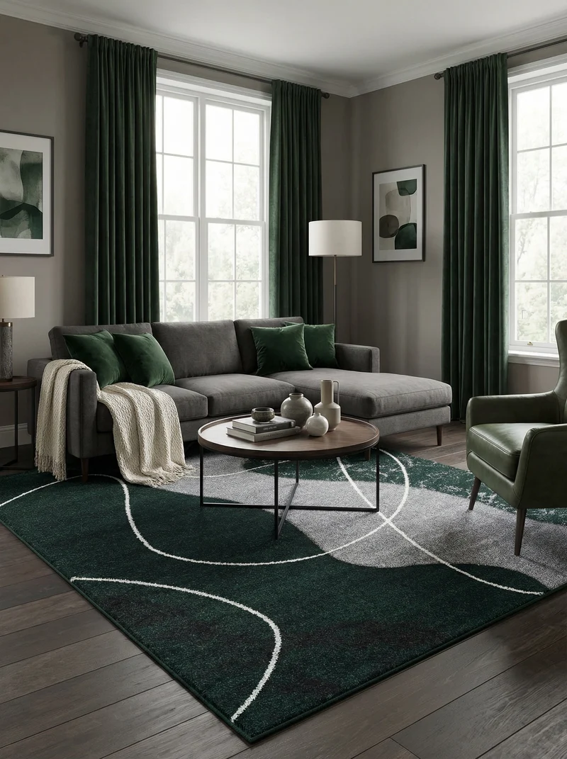 Tapis Design Vert et Gris - Dante