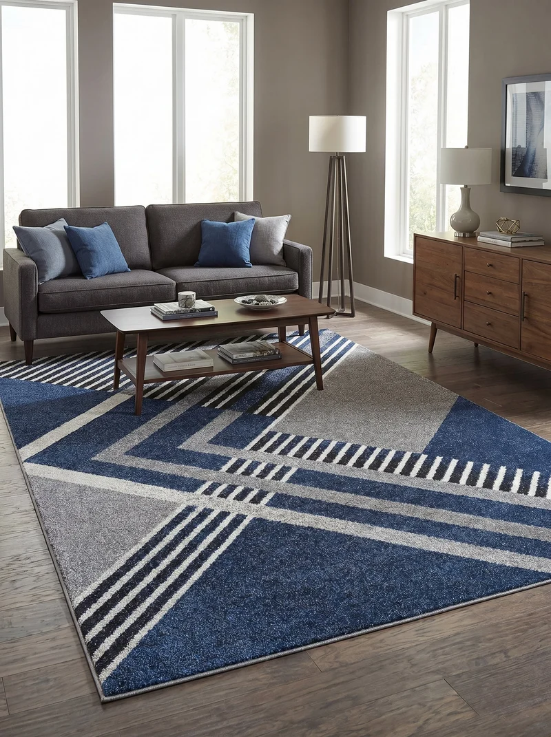 Tapis Moderne Bleu et Gris - Dante
