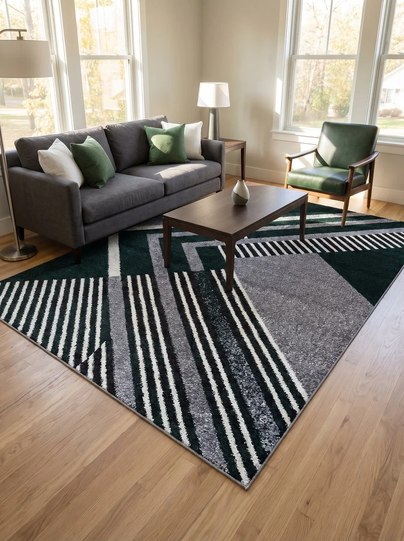 Tapis Moderne Vert et Gris - Dante