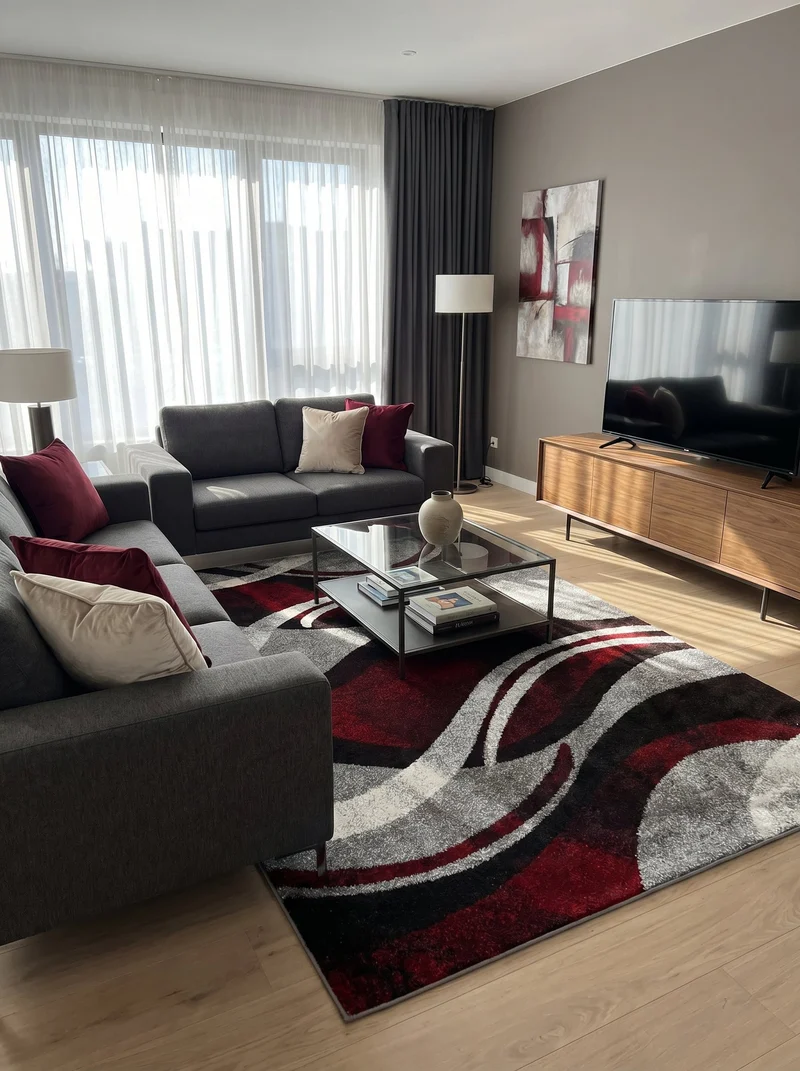 Tapis Moderne Gris et Rouge - Dante