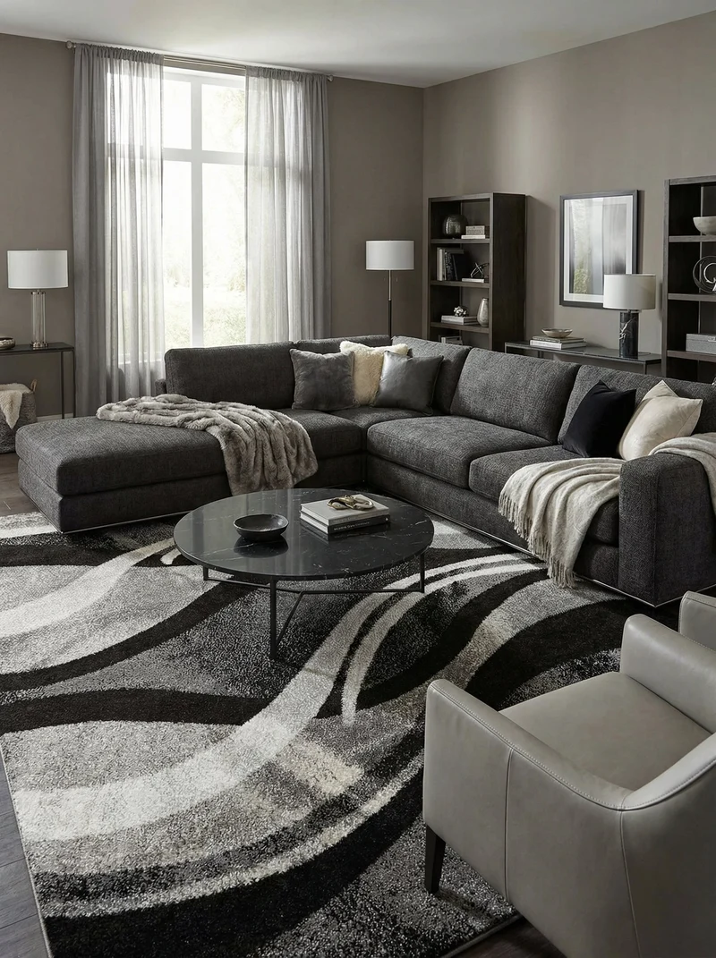 Tapis Moderne Gris et Noir - Dante
