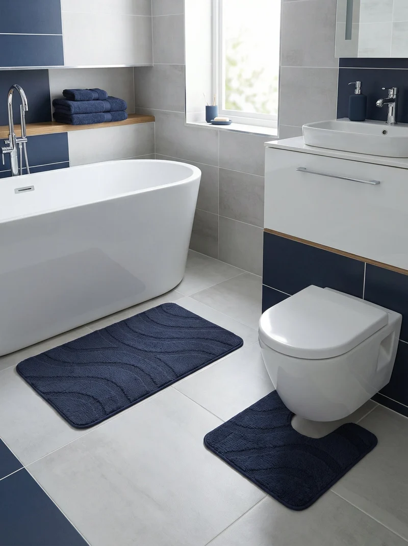Kit Tapis de Bain Bleu Marine - Cordova