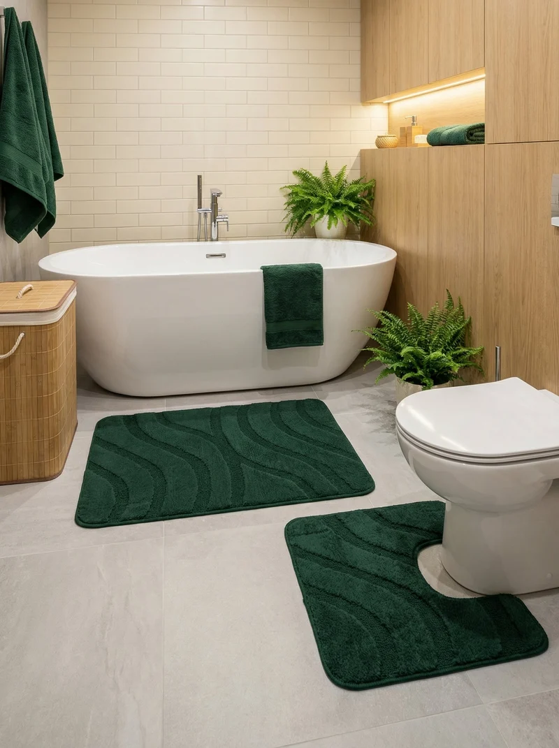 Kit Tapis de Bain Vert Forêt - Cordova