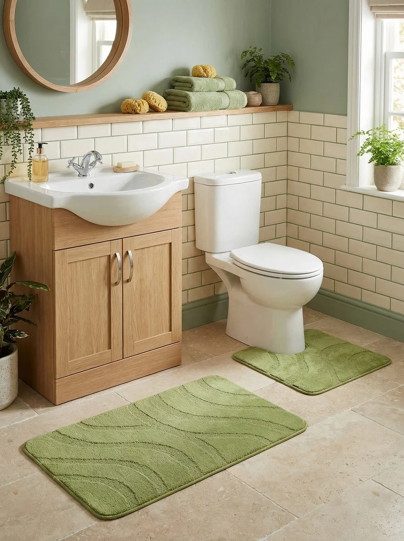 Kit Tapis de Bain Vert Anis - Cordova