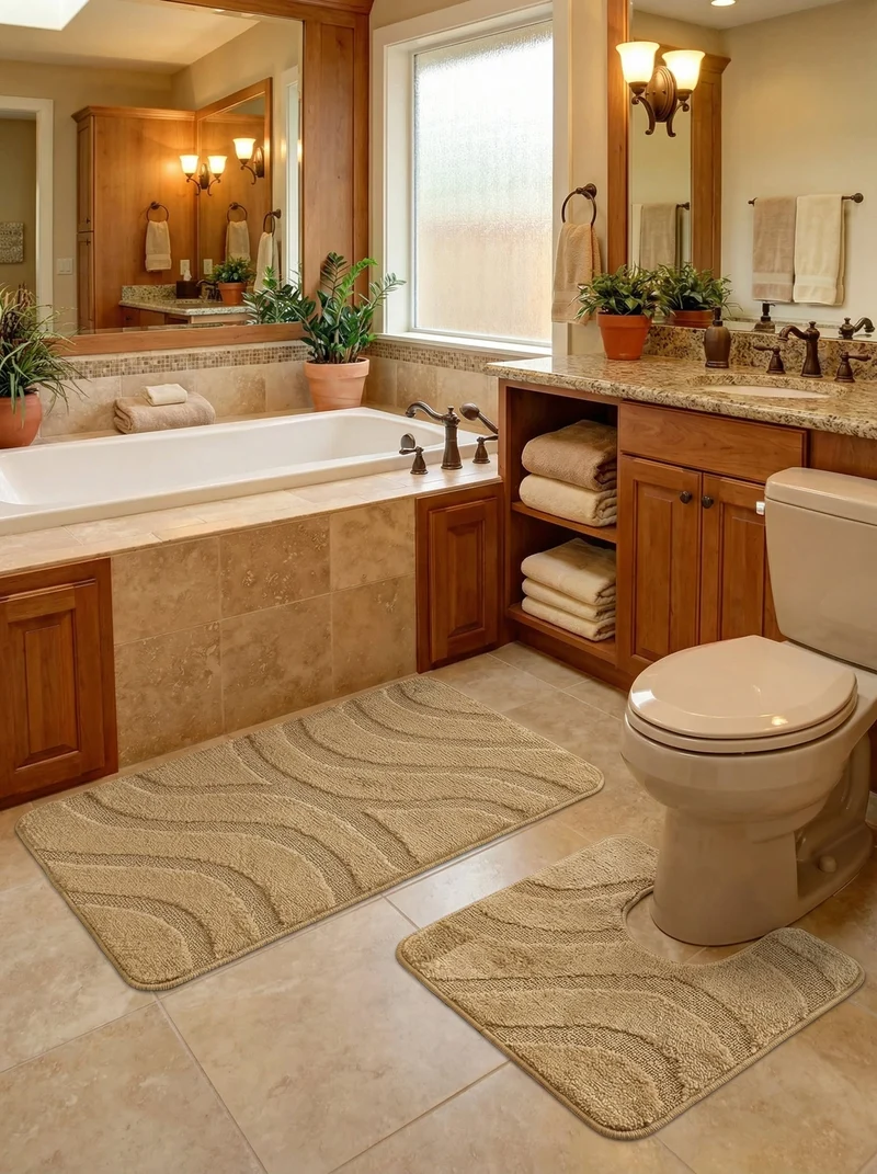 Kit Tapis de Bain Beige Doré - Cordova