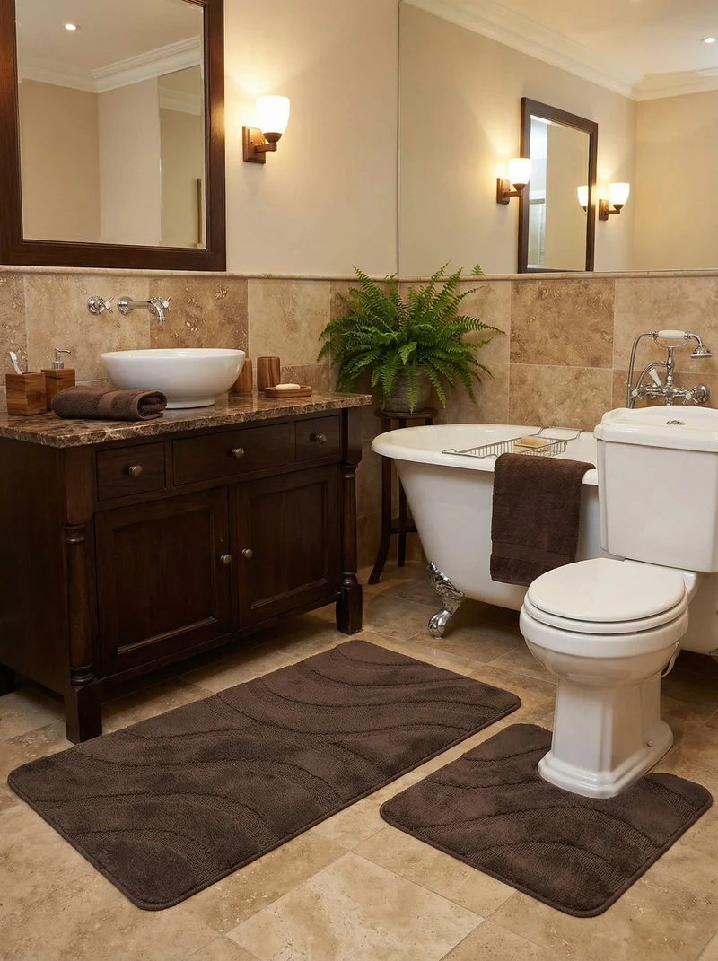 Kit Tapis de Bain Chocolat - Cordova