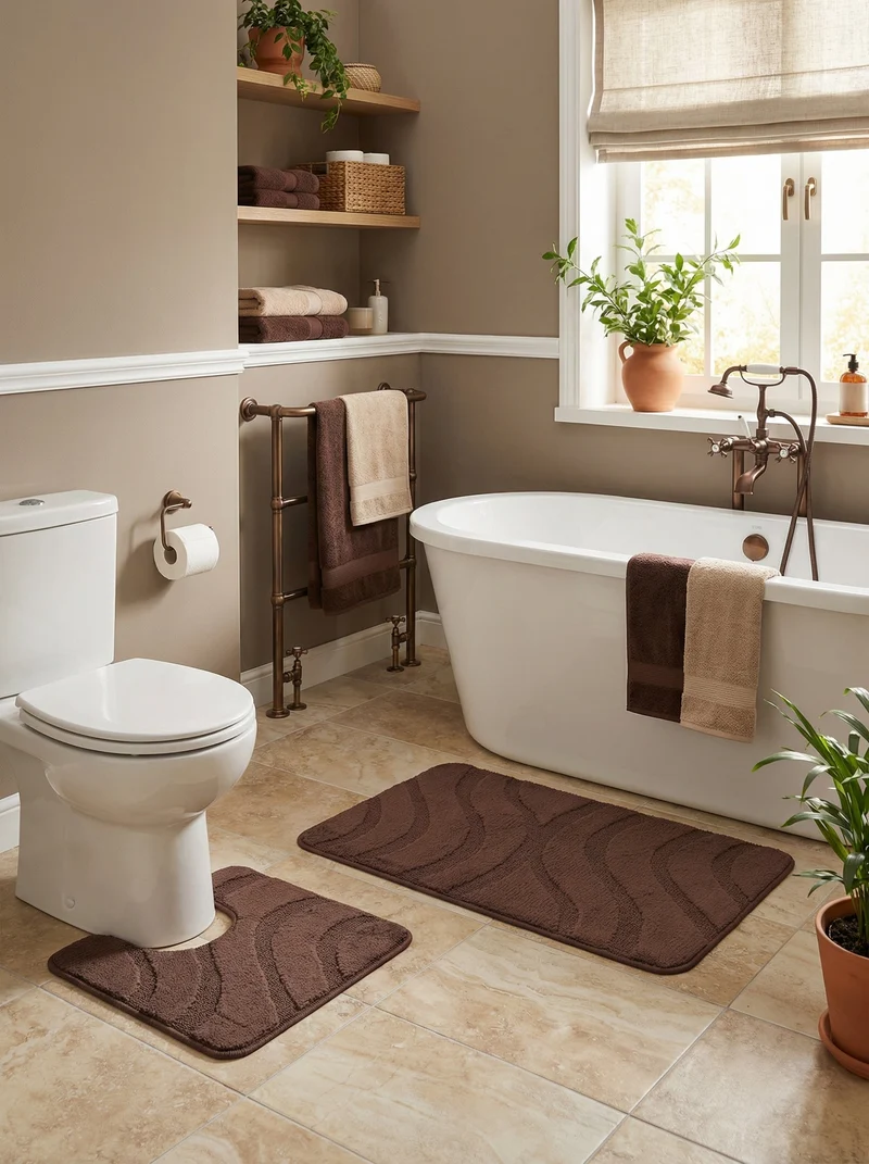 Kit Tapis de Bain Marron - Cordova N°5