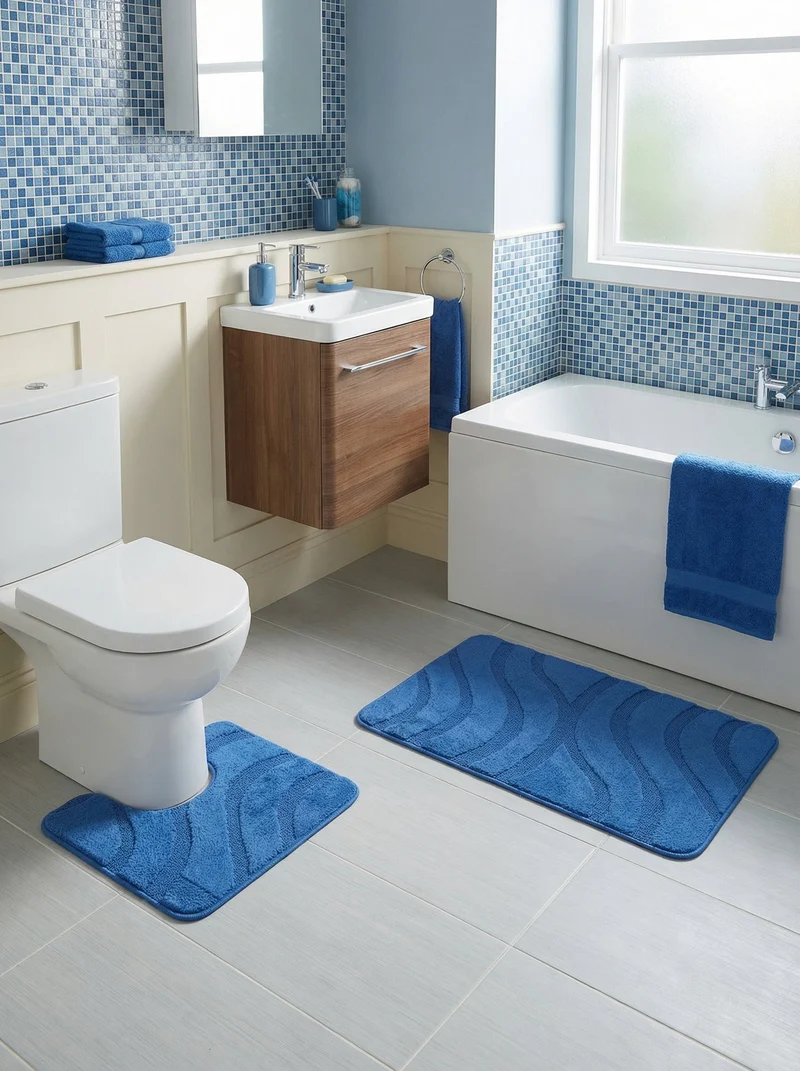 Kit Tapis de Bain Bleu Royal - Cordova