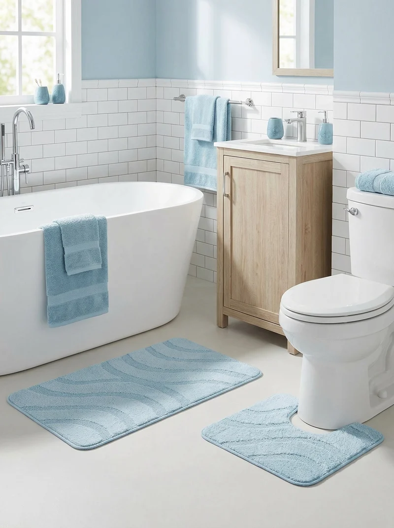 Kit Tapis de Bain Bleu Ciel - Cordova