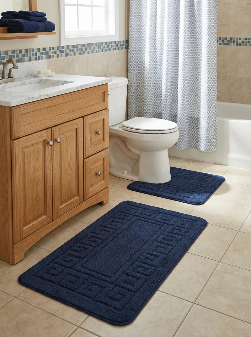 Kit Tapis de Bain Bleu Saphir - Cordova
