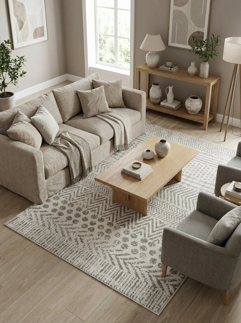 Tapis Berbère Gris et Crème - Fidelia