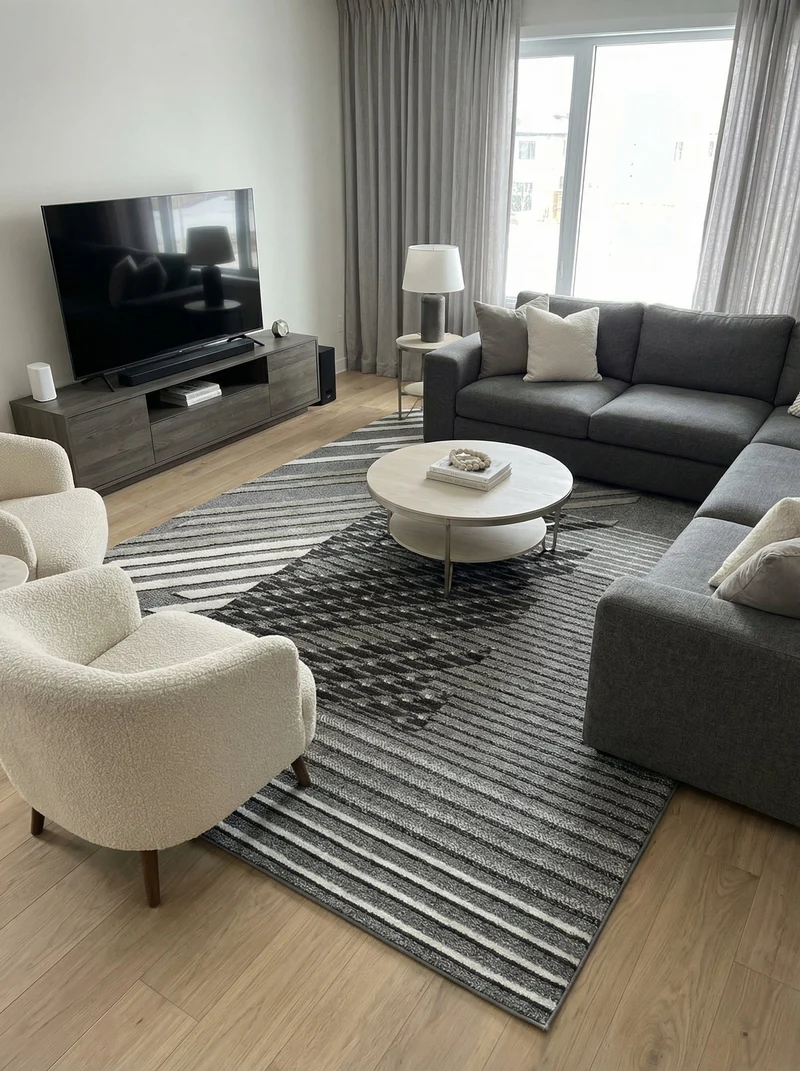 Tapis Design Gris et Blanc - Fidelia