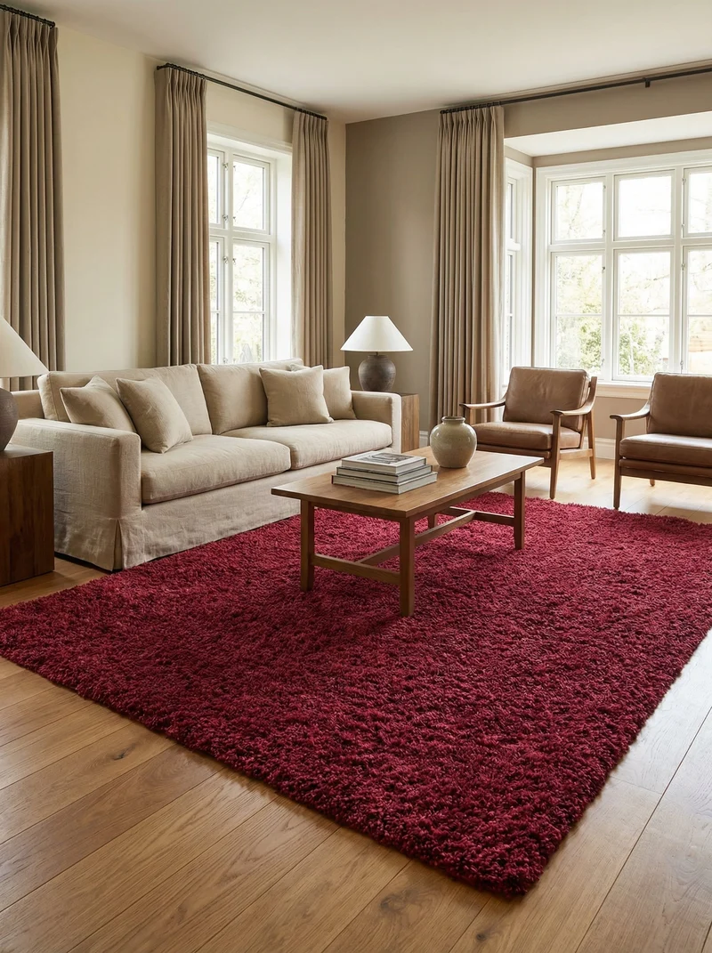 Tapis Lavable Shaggy Rouge - Sahel