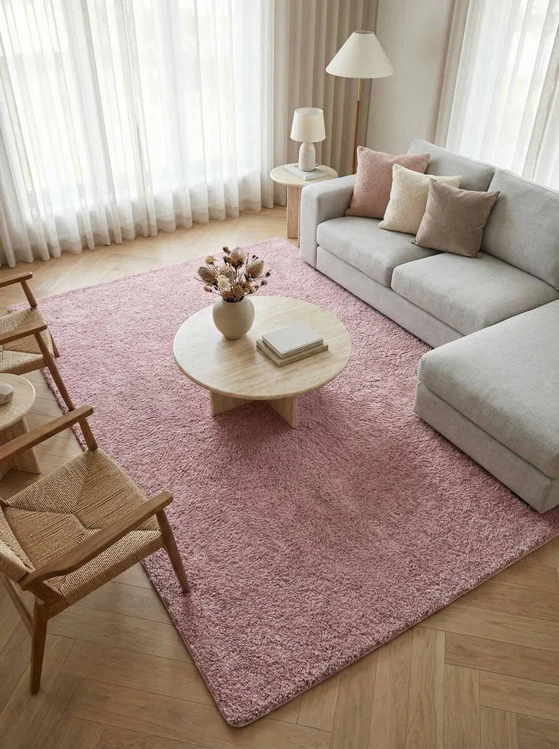 Tapis Lavable Shaggy Rose Poudré - Sahel