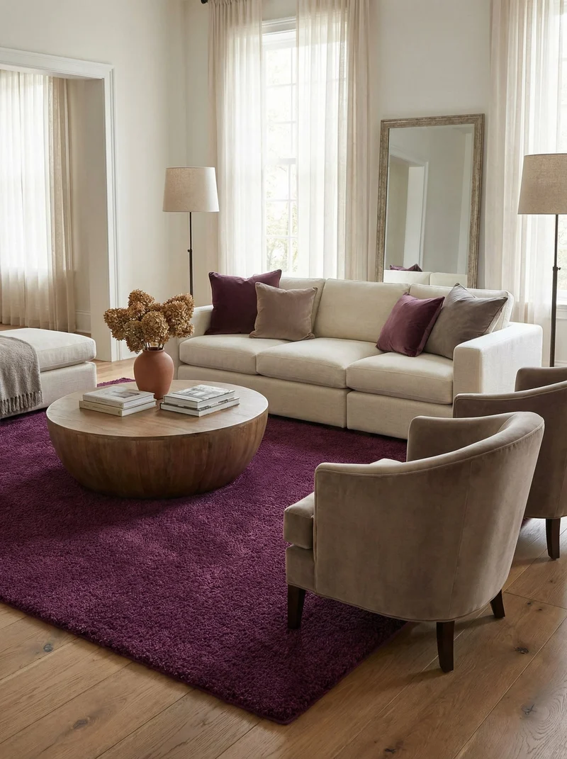 Tapis Lavable Shaggy Aubergine - Sahel