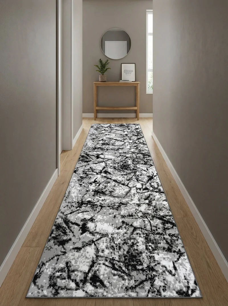 Tapis de Couloir Moderne Gris & Noir - Camden N°3