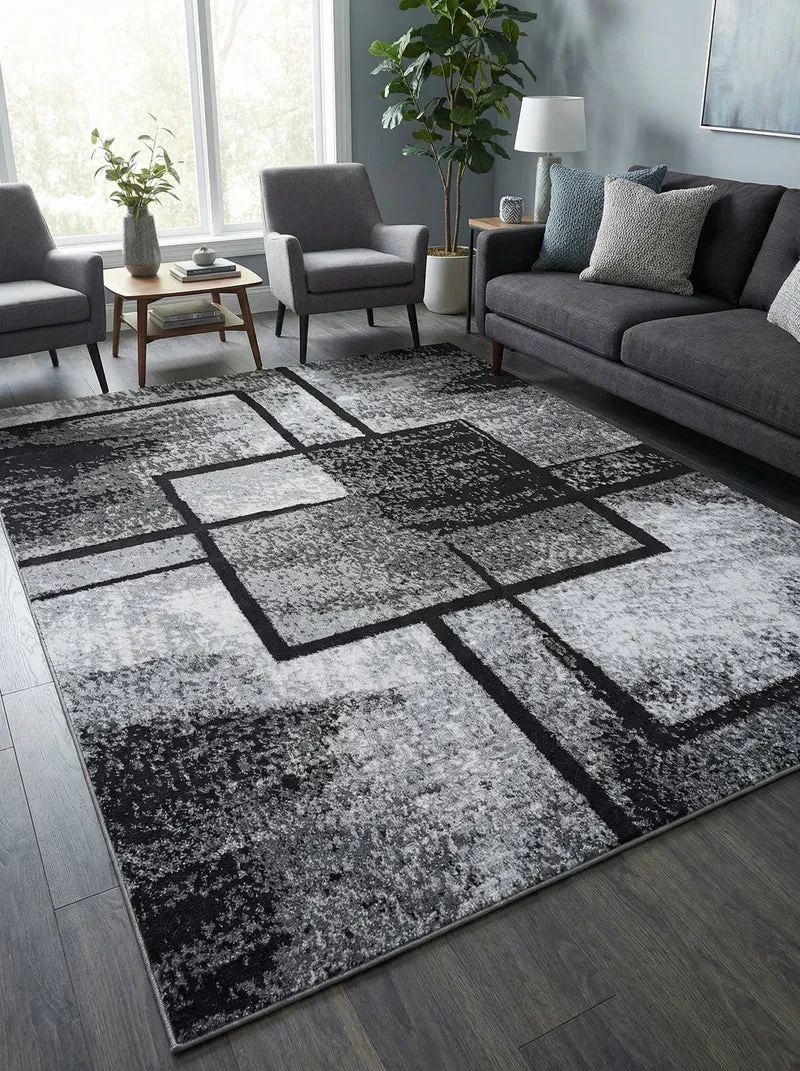 Tapis Moderne Gris & Noir - Camden N°16