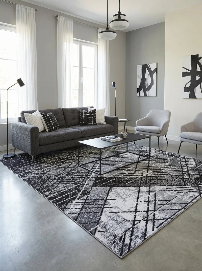 Tapis Moderne Gris & Noir - Camden N°14