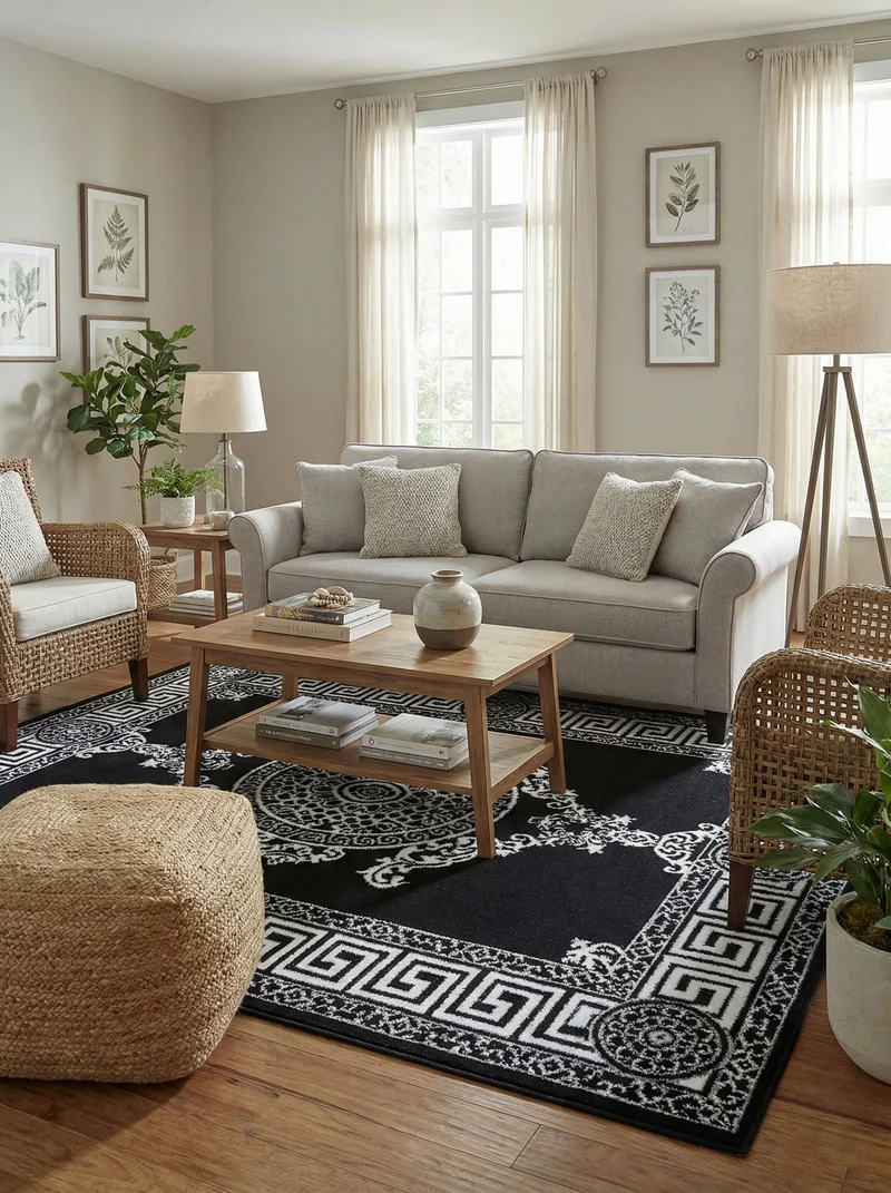Tapis Oriental Noir & Argent - Camden