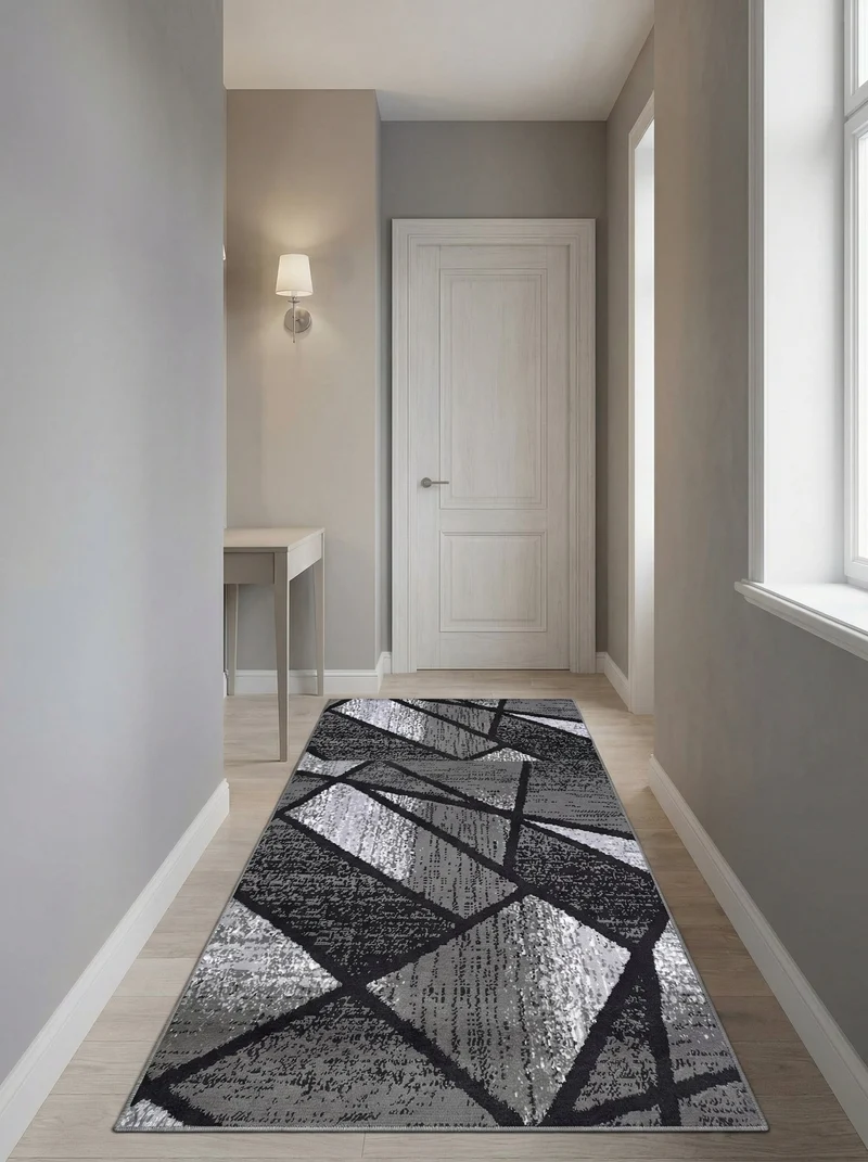 Tapis de Couloir Moderne Gris & Noir - Camden N°2